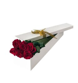 send 6 red roses in a box arrangement to dhaka, bangladesh