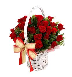 send 24 red roses in hand basket to dhaka, bangladesh