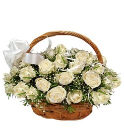 send 24 white roses in beautiful basket to dhaka, bangladesh