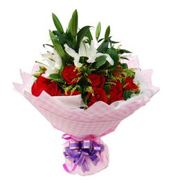 Send 12 Red Roses with 6 White Lily to Bangladesh