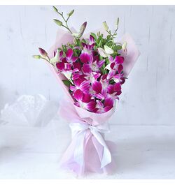 Send 12 Pcs. Pink Color Orchid in Bouquet to Bangladesh