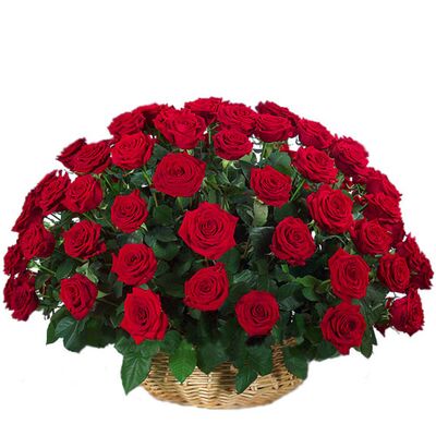 send ​50 red roses in a basket arrangement to dhaka, bangladesh