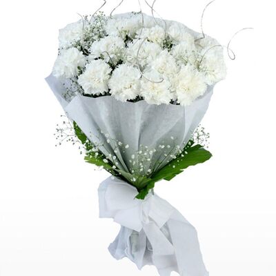 Delivery 12 White Carnations Bouquet to Bangladesh