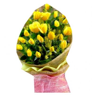 Send 12 Yellow Roses in Bouquet to Dhaka in Bangladesh